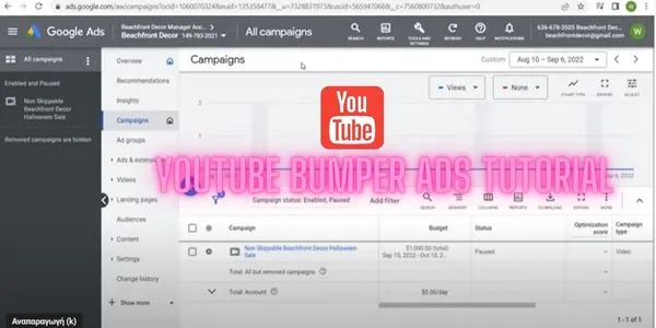 Youtube Advertising Bumper Ads Tutorial- Create a Bumper Ad Campaign