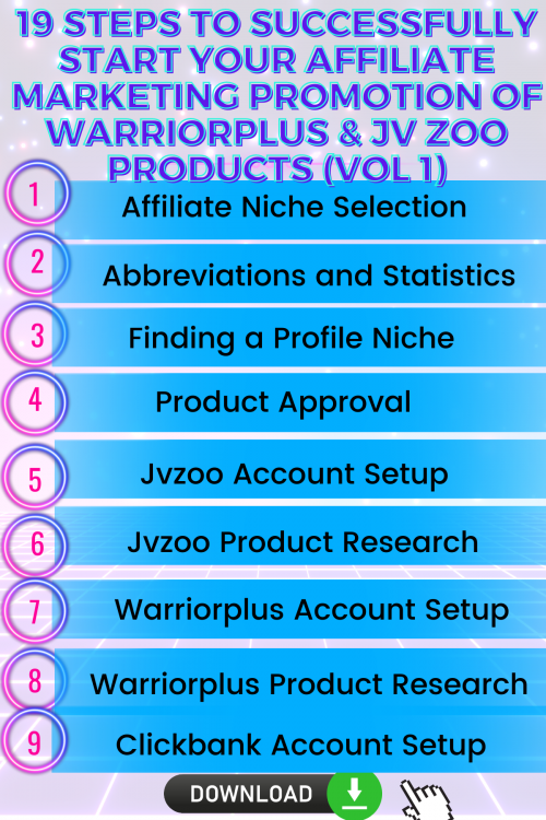19 Steps To Successfully Start Your Affiliate Marketing Promotion Of Warriorplus & JV Zoo Products TOOLKIT, TEMPLATES AND CHECKLIST FOR BEGINNERS (1200 × 1800 px)